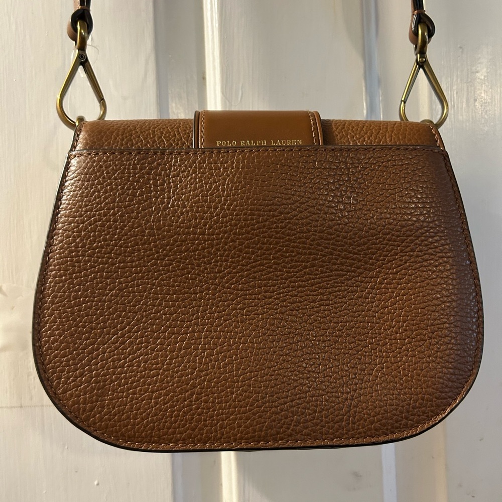 Ralph Lauren Cognac Leather Crossbody with Antique Gold Buckle - Picture 5 of 7